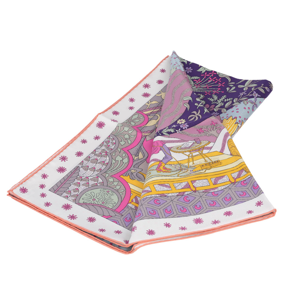 【HERMES】Le Premier Chant 時代新聲方巾(90x90)(紫羅蘭/冰川藍)H003799S 06