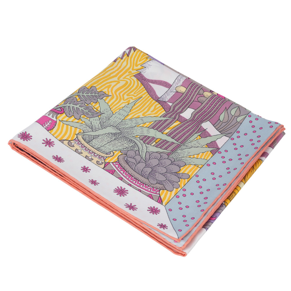 【HERMES】Le Premier Chant 時代新聲方巾(90x90)(紫羅蘭/冰川藍)H003799S 06