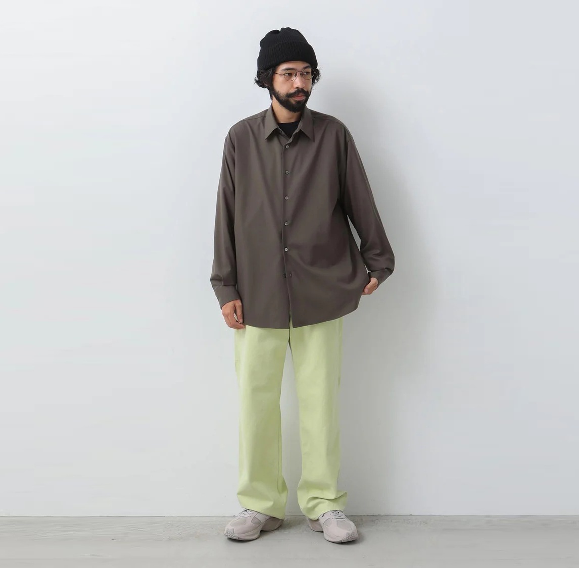 AURALEE 2024 A/W WASHED ORGANIC CANVAS PANTS - LIME GREEN PRE ORDER ITEM (預訂中)