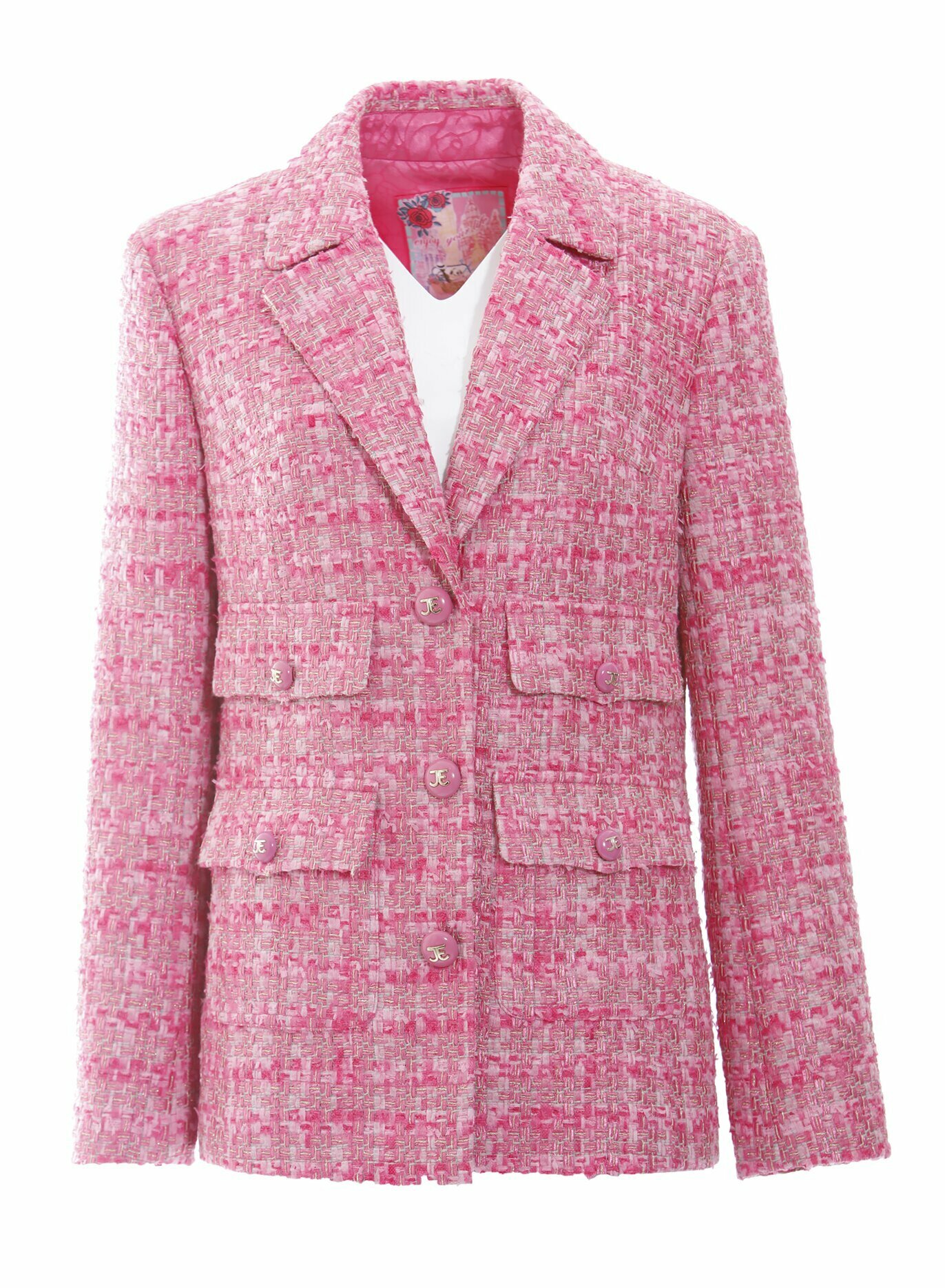 BD15059D1 粉漾經典長版粗花呢外套