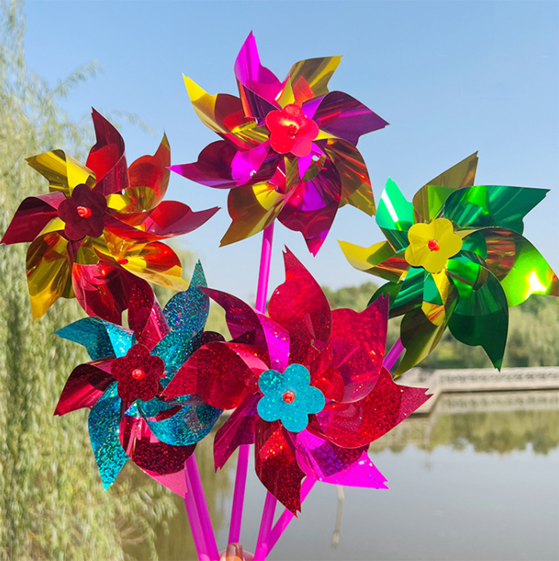 新年DIY塑膠鐳射薄片小風車 AD0292