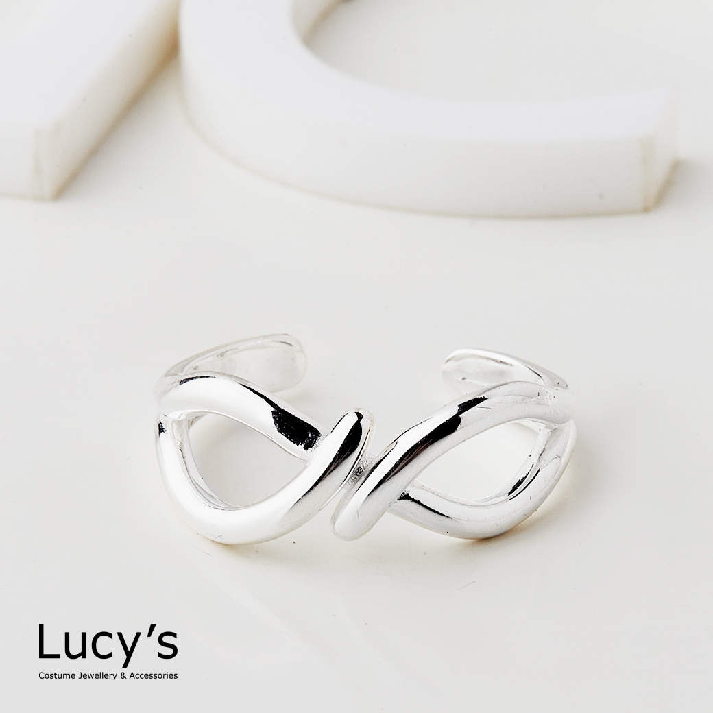 925純銀 雙環流線 開口戒 (118851)