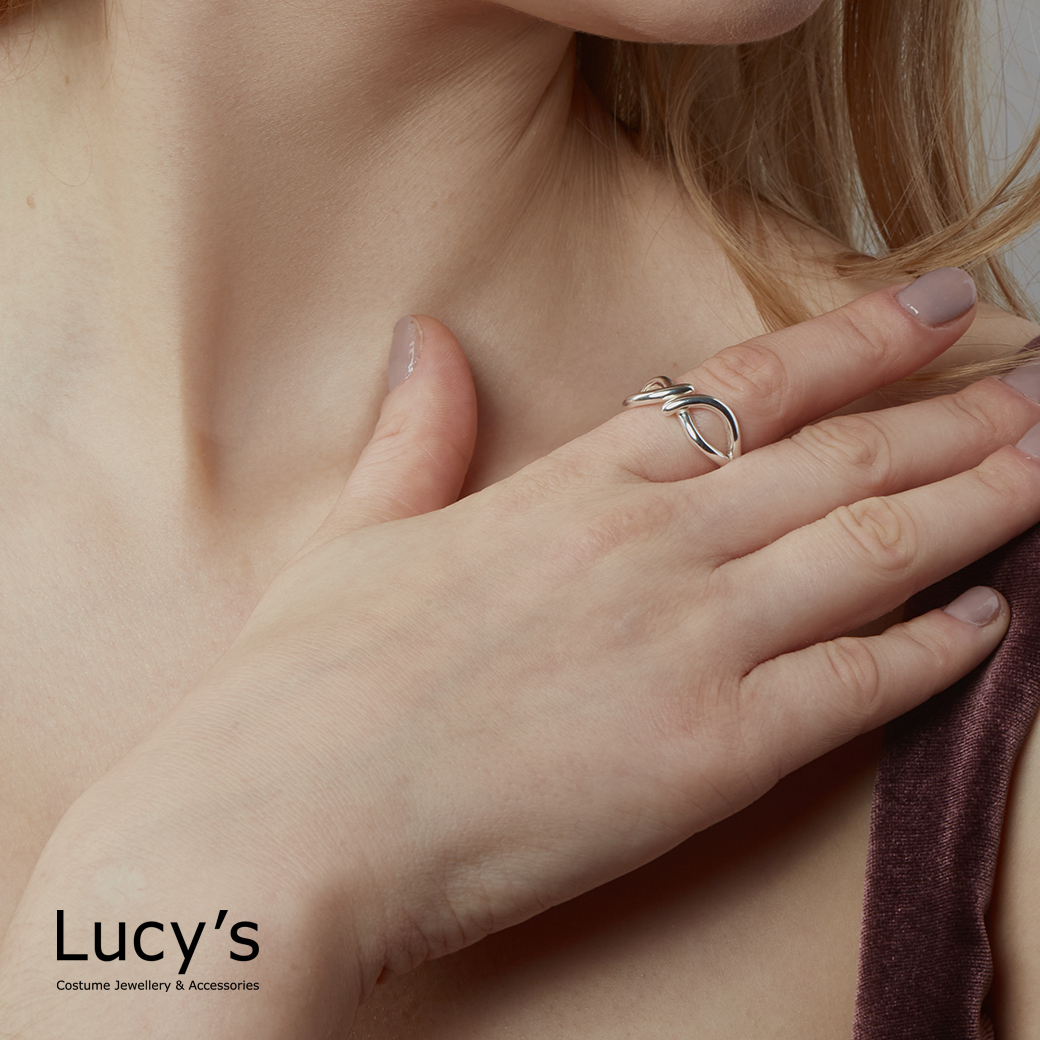 925純銀 雙環流線 開口戒 (118851)