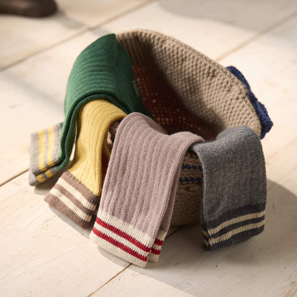 PIPPY 俏皮風跳色長襪 黃 綠.灰紫.灰