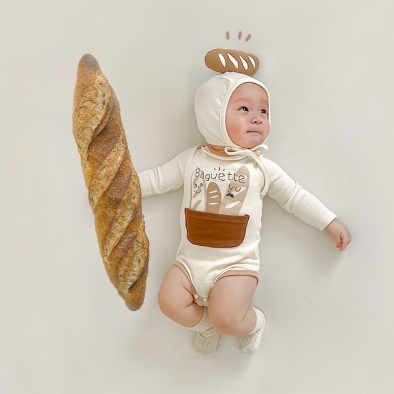 法棍麵包可愛包屁衣｜含帽