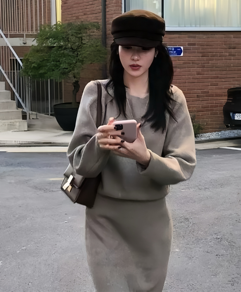 [現貨] Kelda 針織背心+長裙+披肩套裝 [ 米色 / Free ]