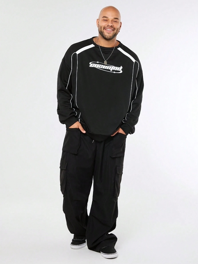 KADMAX大尺碼-秋冬長袖大學TEE〈CATW2477〉