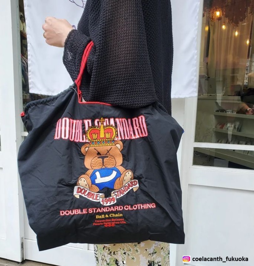 Ball＆Chain 刺繡環保購物袋 L號 - 黑 (040000924301)