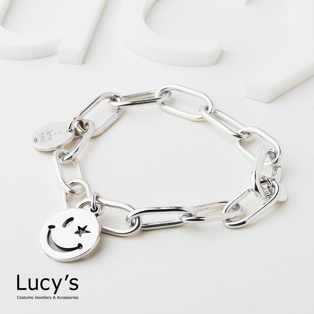 925純銀 童趣微笑 硫化手鍊 (119643)