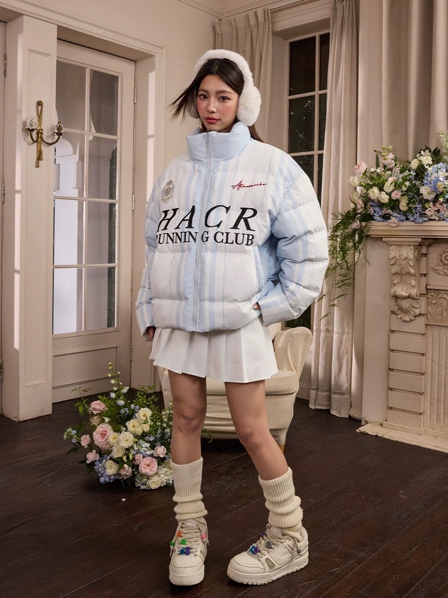 Harsh and Cruel 運動條紋 刺繡足球俱樂部Logo 羽絨外套 HL244040405