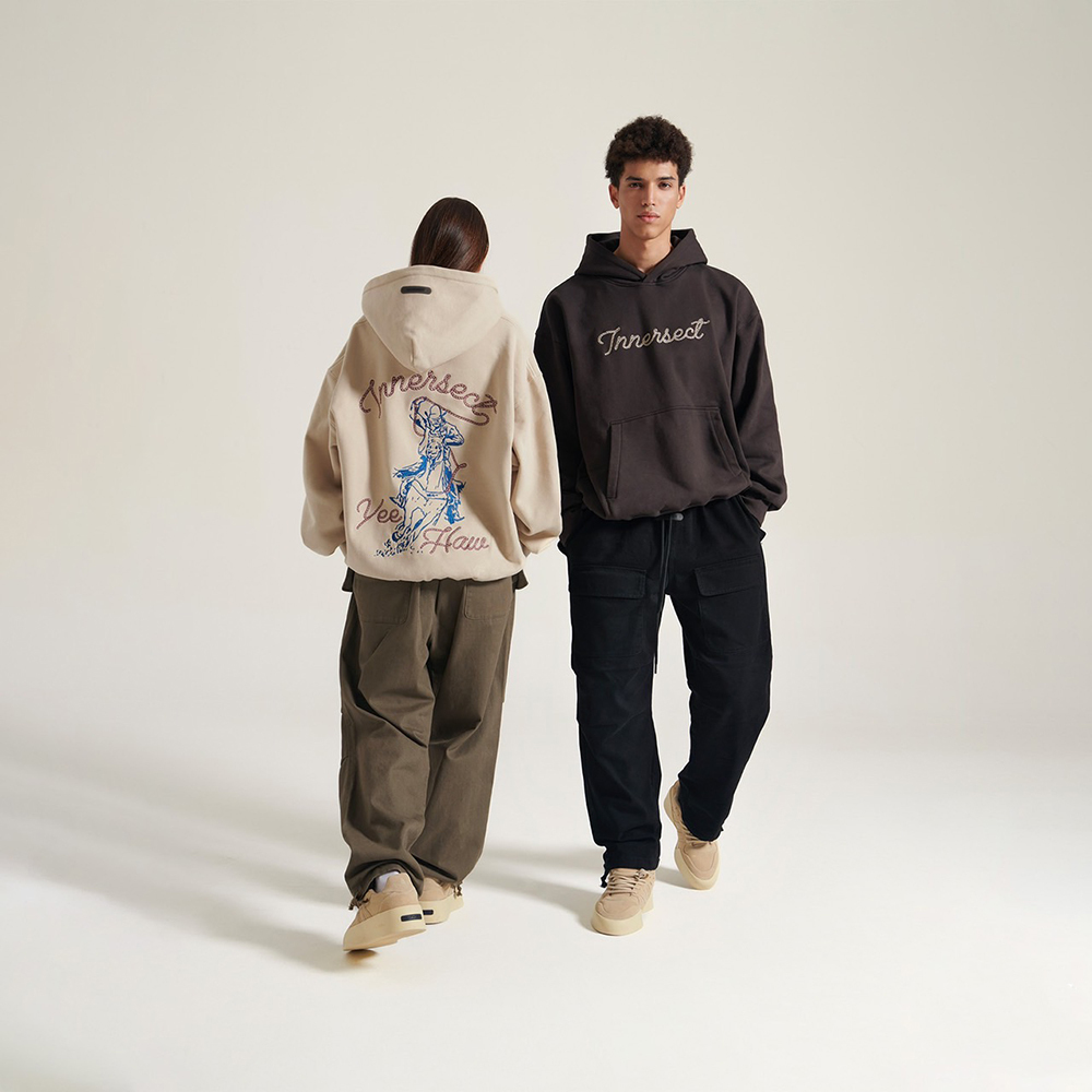 INNERSECT 三生萬物 FOG ESSENTIAL 24FW 西部牛仔 粗縫線 LOGO 重磅連帽上衣 帽tee INN24FWTHD157