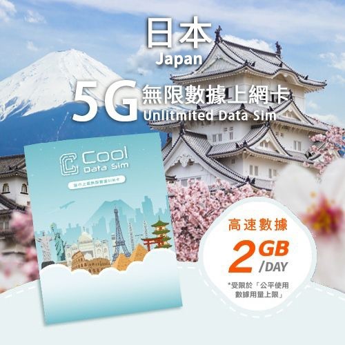 日本 5G Sim Card 上網卡 - 每日高速數據 【2GB】 後降速至 128kbps