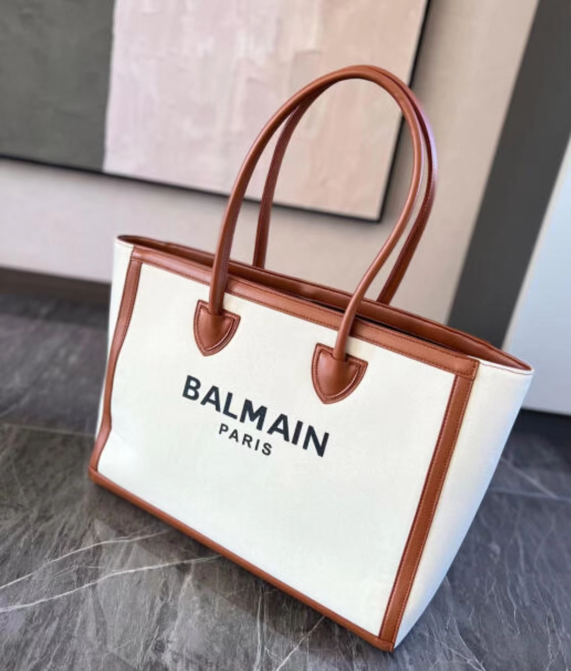 Balmain 皮邊tote bag -M