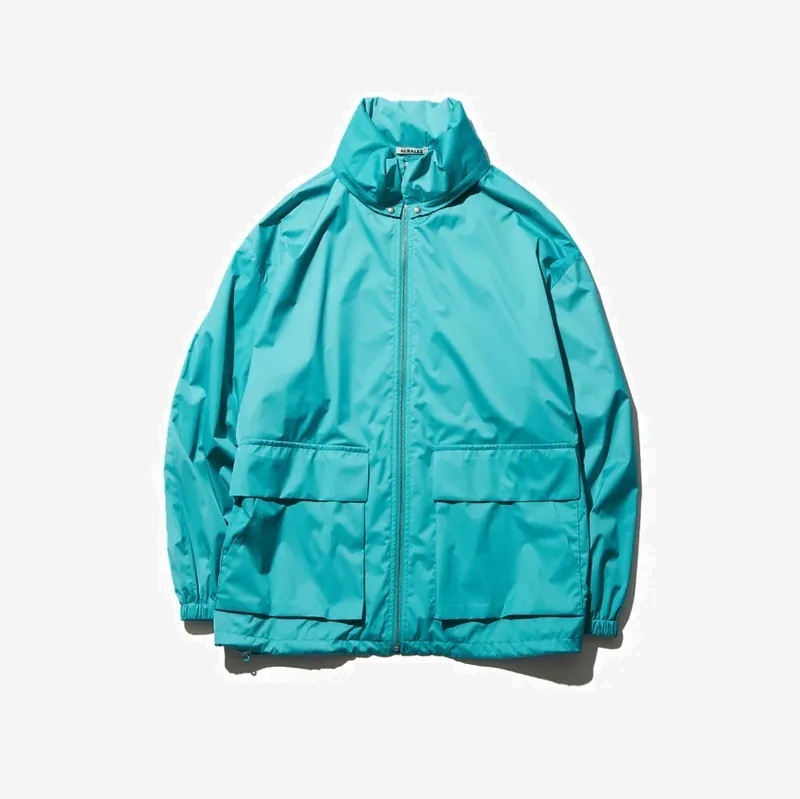 AURALEE 2024 HARD TWIST POLYESTER SATIN LAMINATE ZIP BLOUSON - TURQUOISE PRE ORDER ITEM (預訂中)