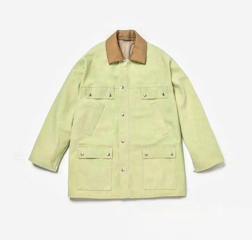 AURALEE 2024 A/W WASHED ORGANIC CANVAS HUNTING BLOUSON - LIME GREEN PRE ORDER ITEM (預訂中)