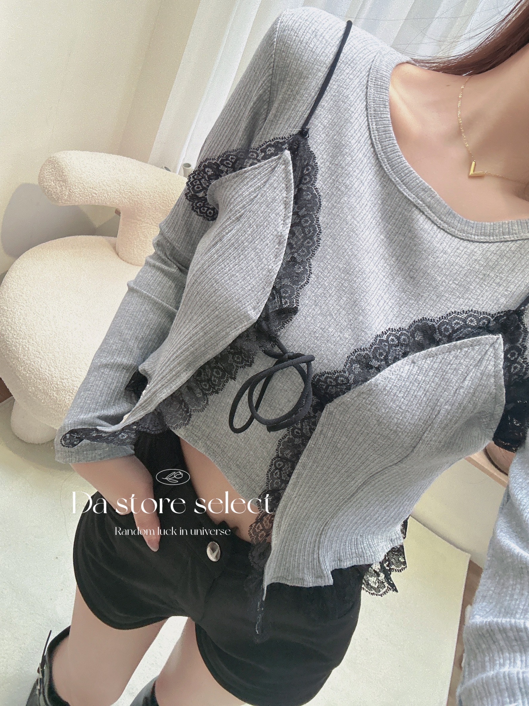 甜欲蕾絲背心+打底衣套組/二色