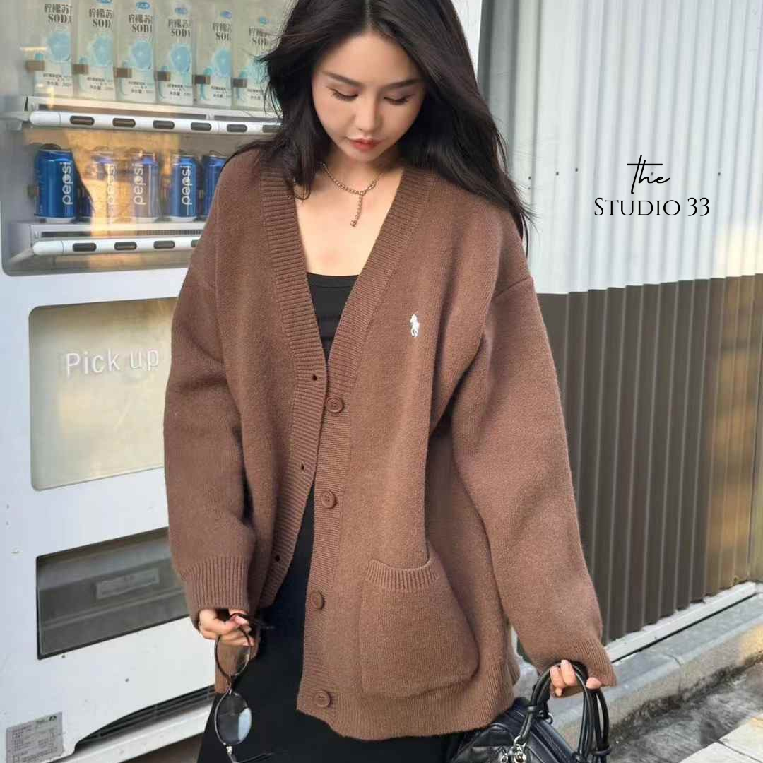 慵懶風V領毛衣外套