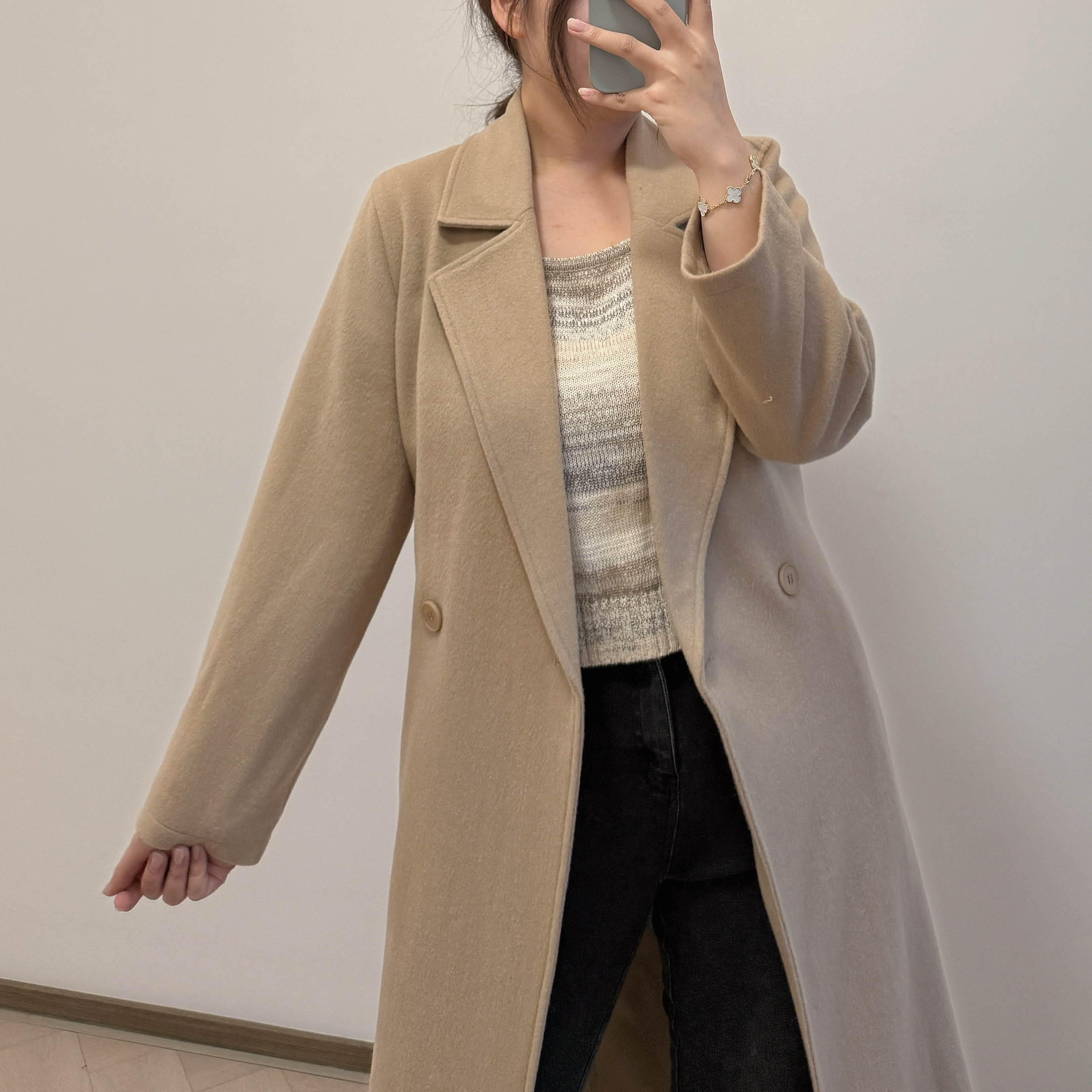 現貨 7026 100% Wool 羊毛大衣 in Beige