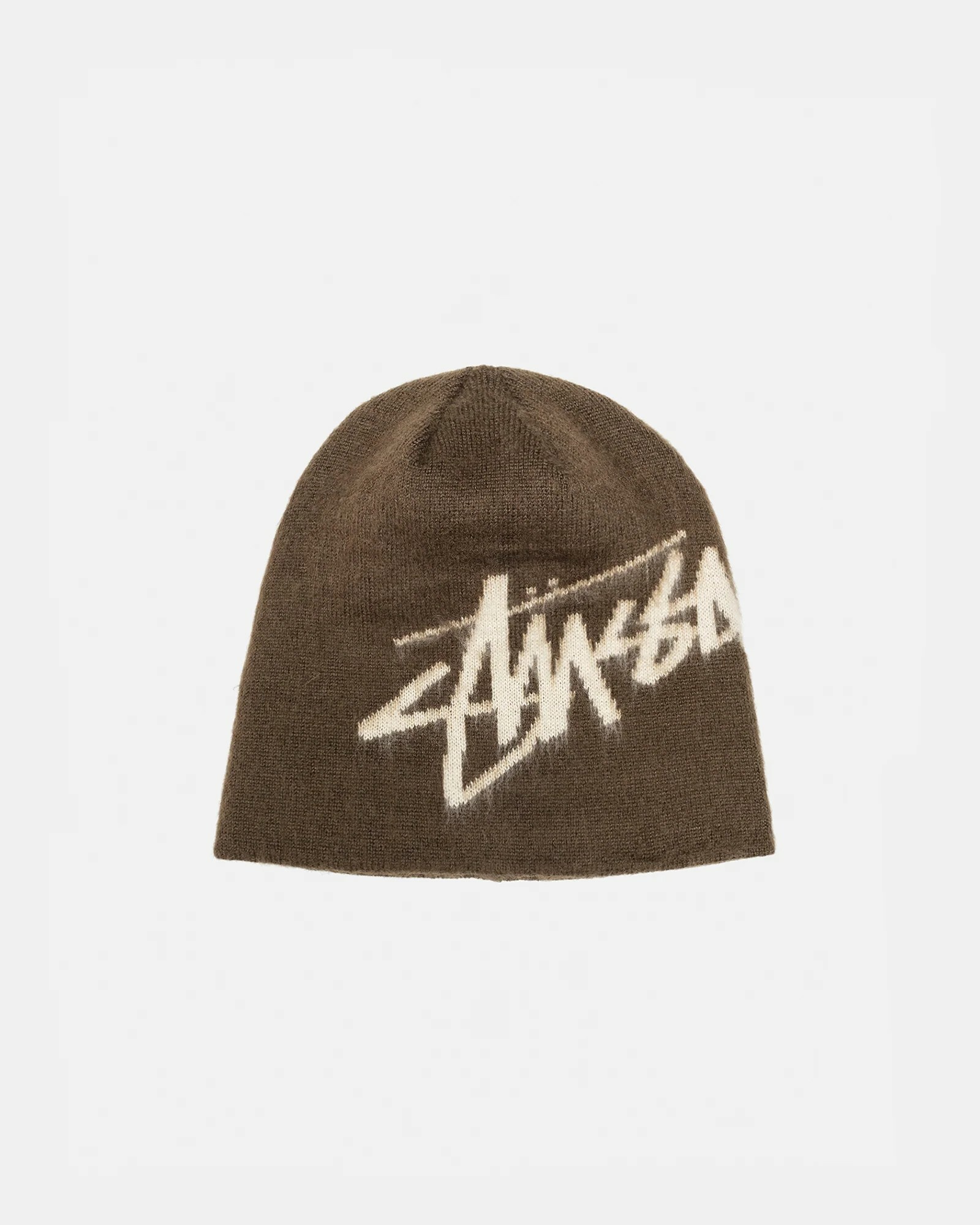 Stussy 冷帽 Brown 馬海毛 SKULLCAP BRUSHED OUT STOCK