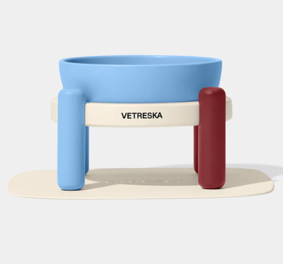 Vetreska - Mist and Merlot Pet Bowl & Mat Set (M)