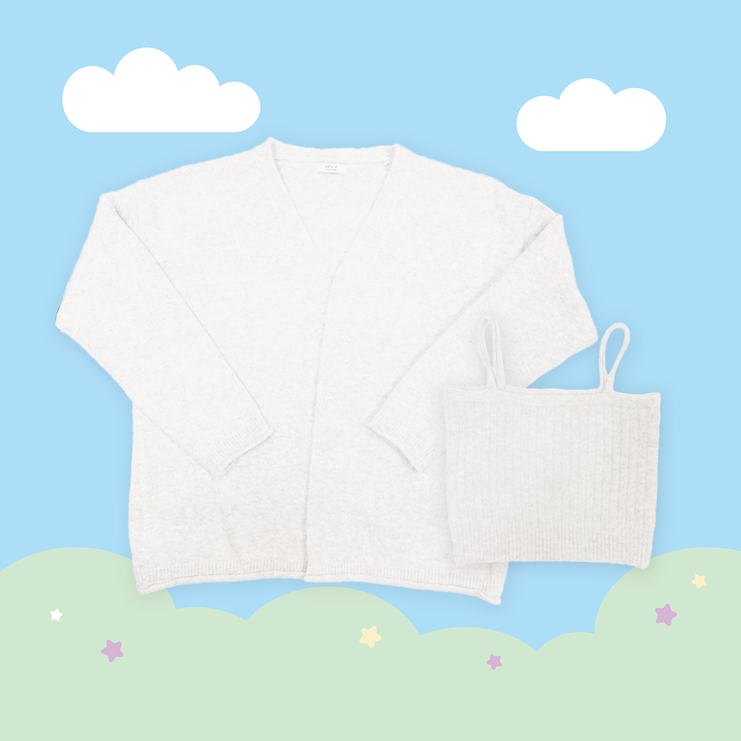 こ♡こ 質感毛毛柔軟針織背心罩衫兩件組