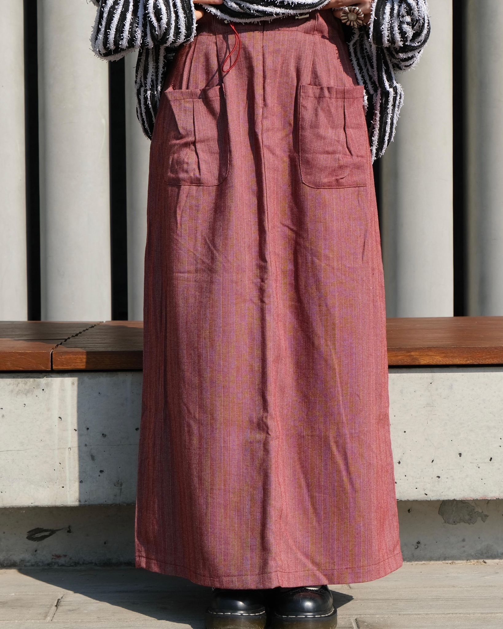 雙口袋直紋worker sk