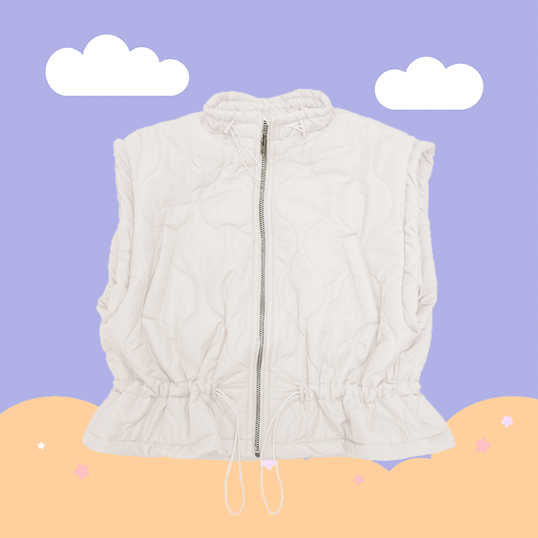 こ♡こ 弧形壓紋鋪棉背心外套