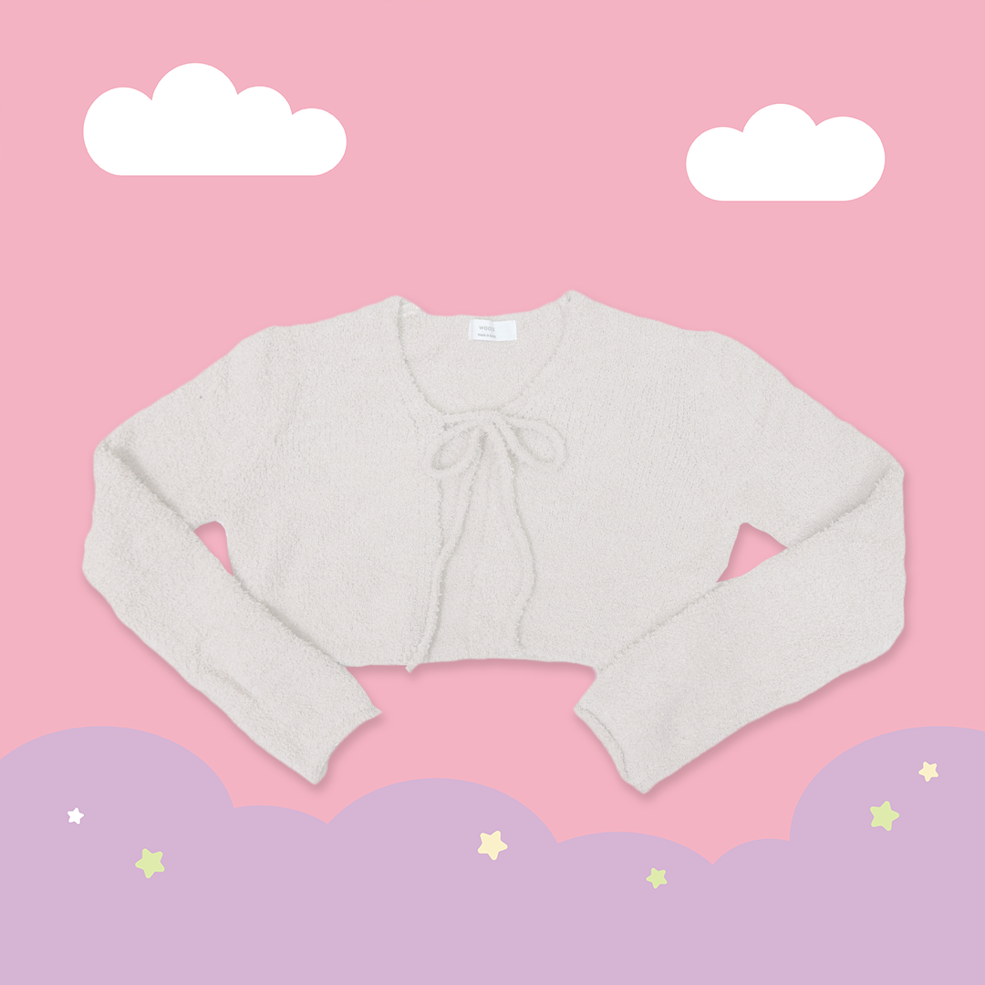 こ♡こ 寶寶絨蝴蝶結綁帶罩衫