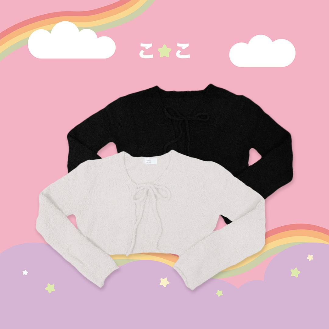 こ♡こ 寶寶絨蝴蝶結綁帶罩衫