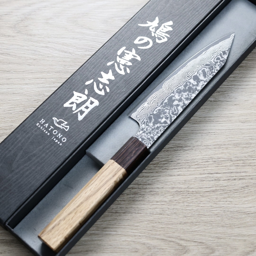 鳩野憲志朗 蔬果刀 135mm SG2 黑染大馬士革