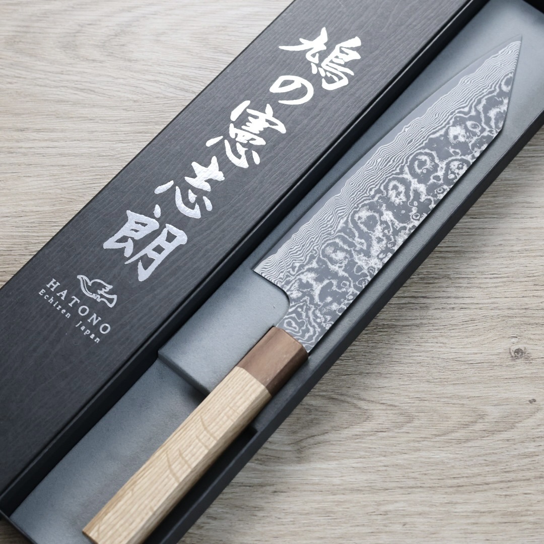 鳩野憲志朗 牛刀 210mm SG2 黑染大馬士革