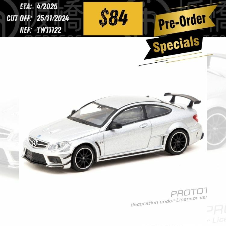 PO-$84  * Tarmac * 1:64 Mercedes-Benz C 63 AMG Coupé Black Series Silver Metallic [OD12/11]