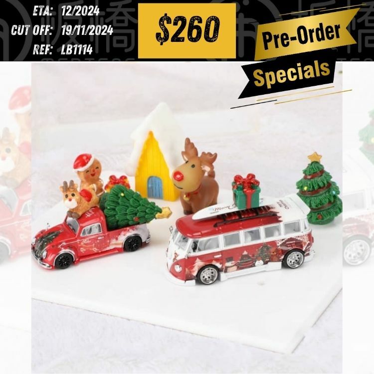 PO-$260 * Liberty64 * 1:64 VW T1 Van + Beetle Christmas Edition(All accessories are included) [OD14/11]