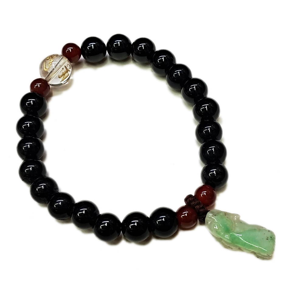玉貔貅&黑曜石手珠8mm【十方】130658