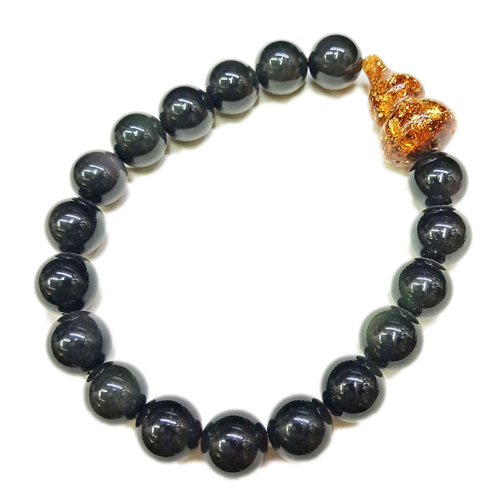 黃金葫蘆+黑曜岩手珠10mm【十方】140719