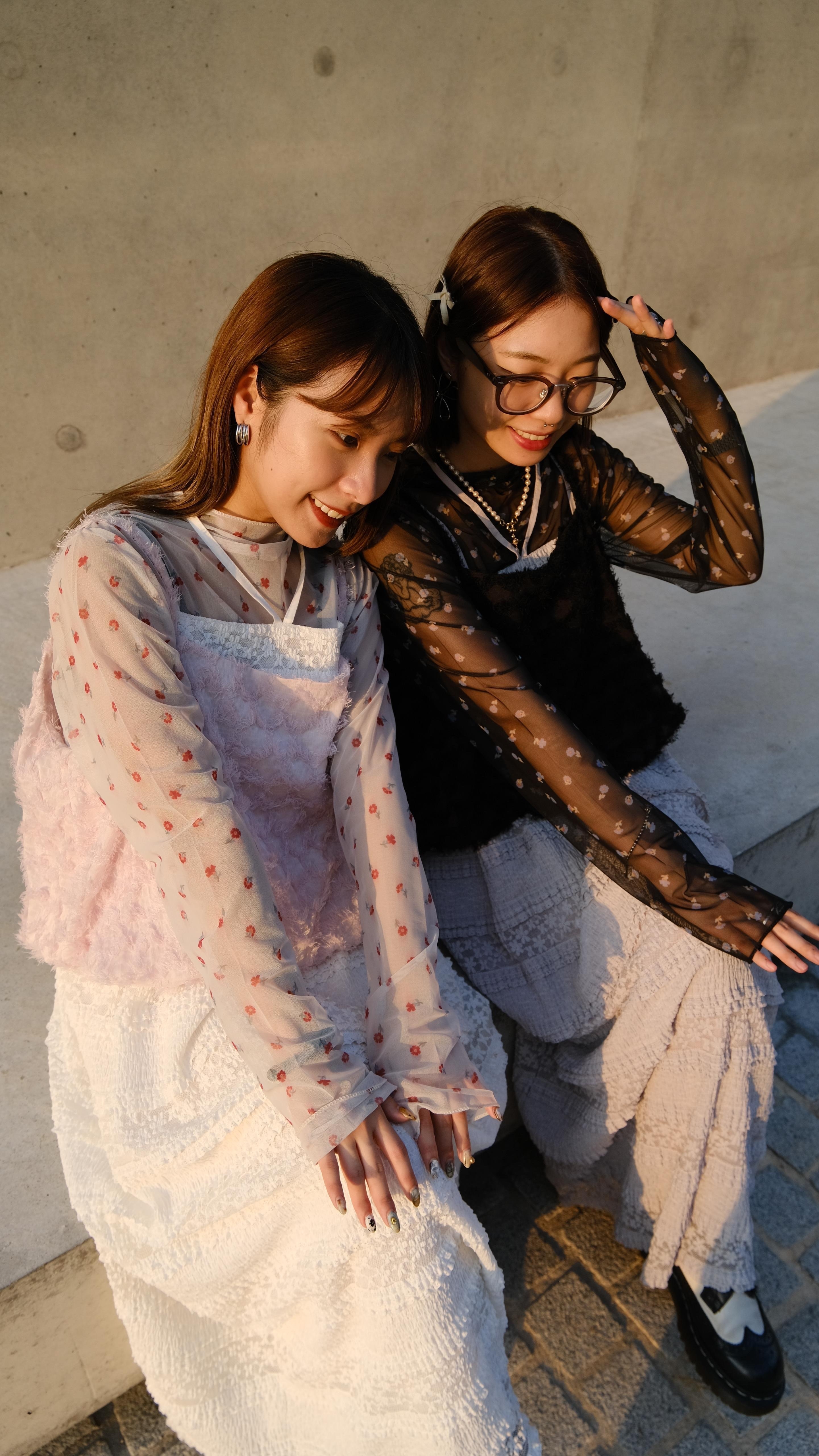 日系小花花紗紗top