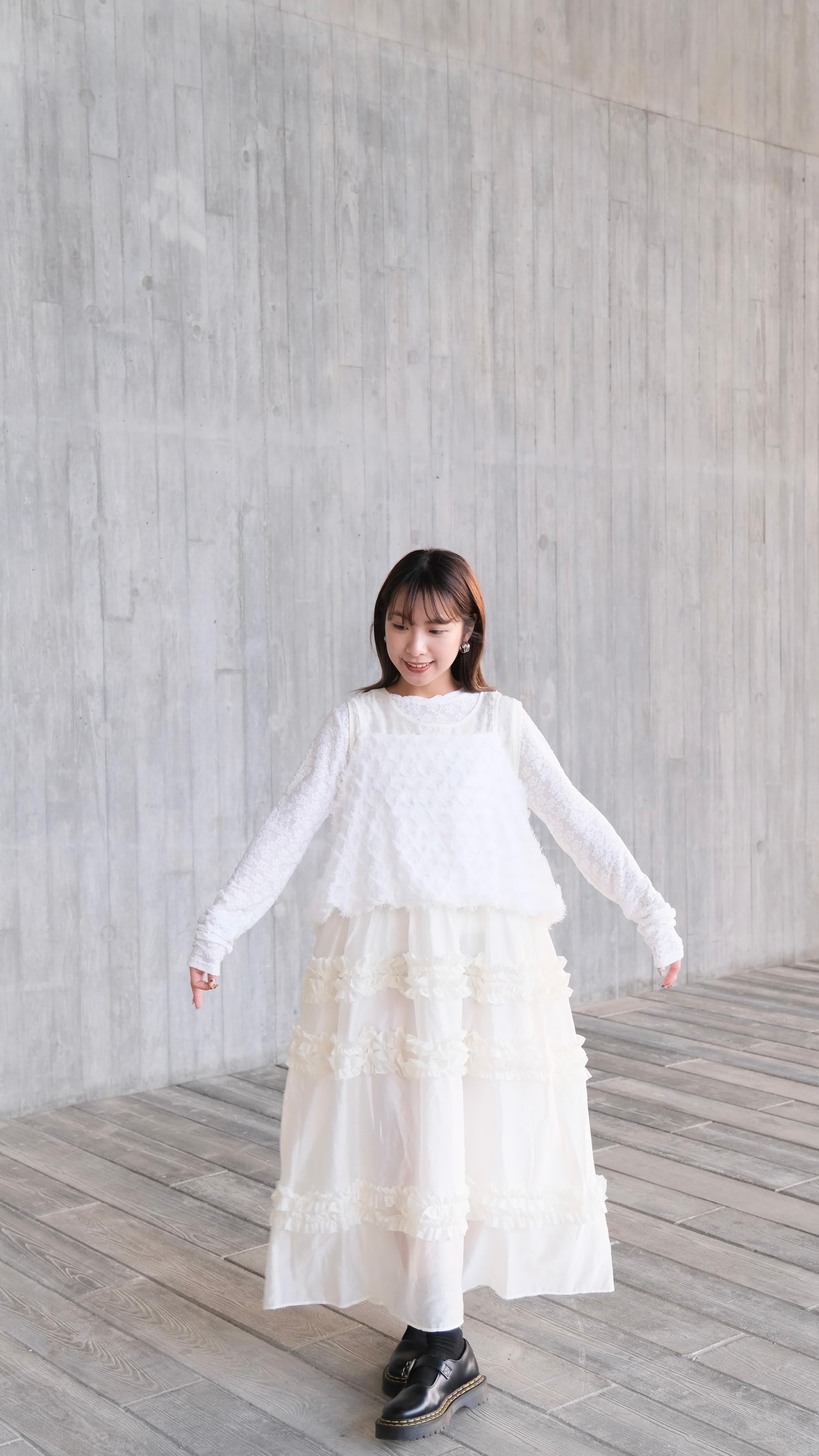 透透三層ruffle背心連身裙