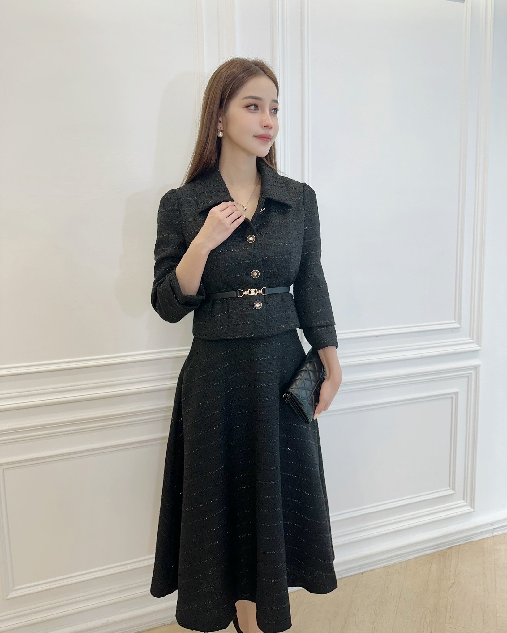 (絕美細緻)經典小香腰帶傘洋套裝