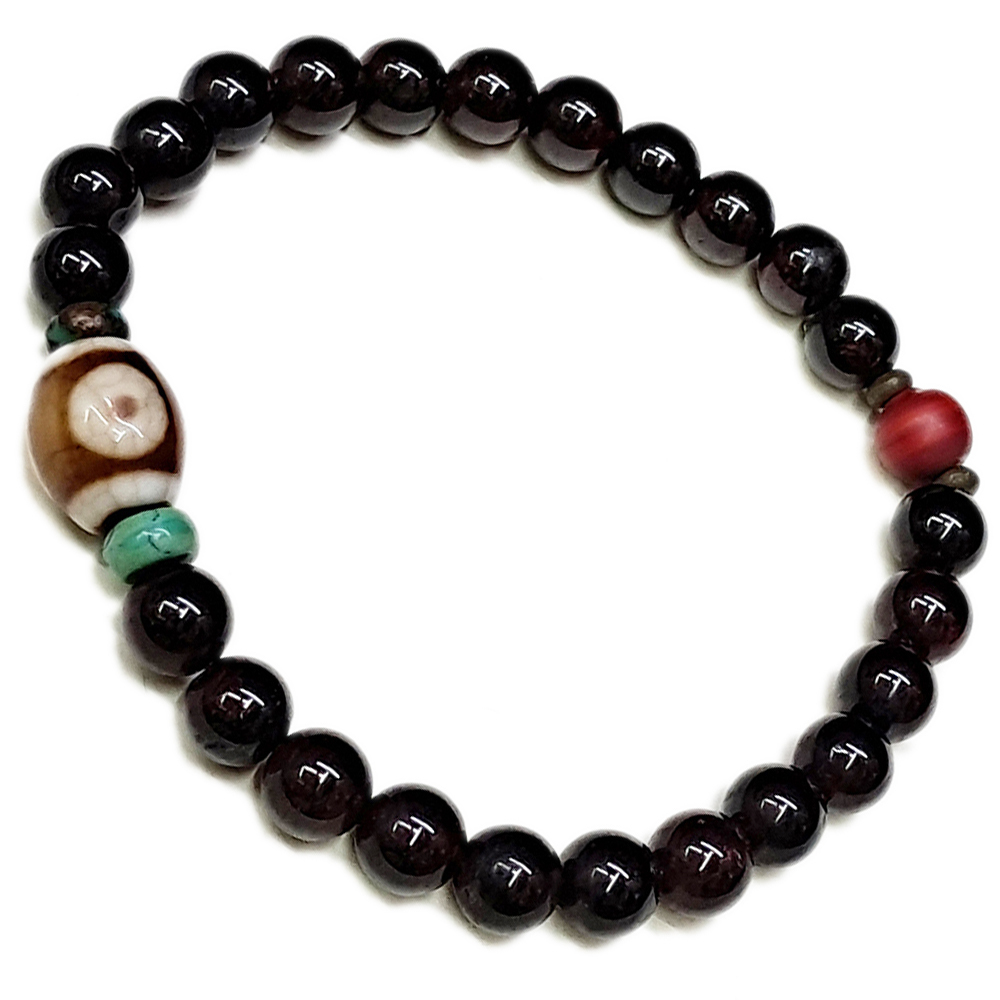 天珠&紅石榴手珠6mm【十方】150001