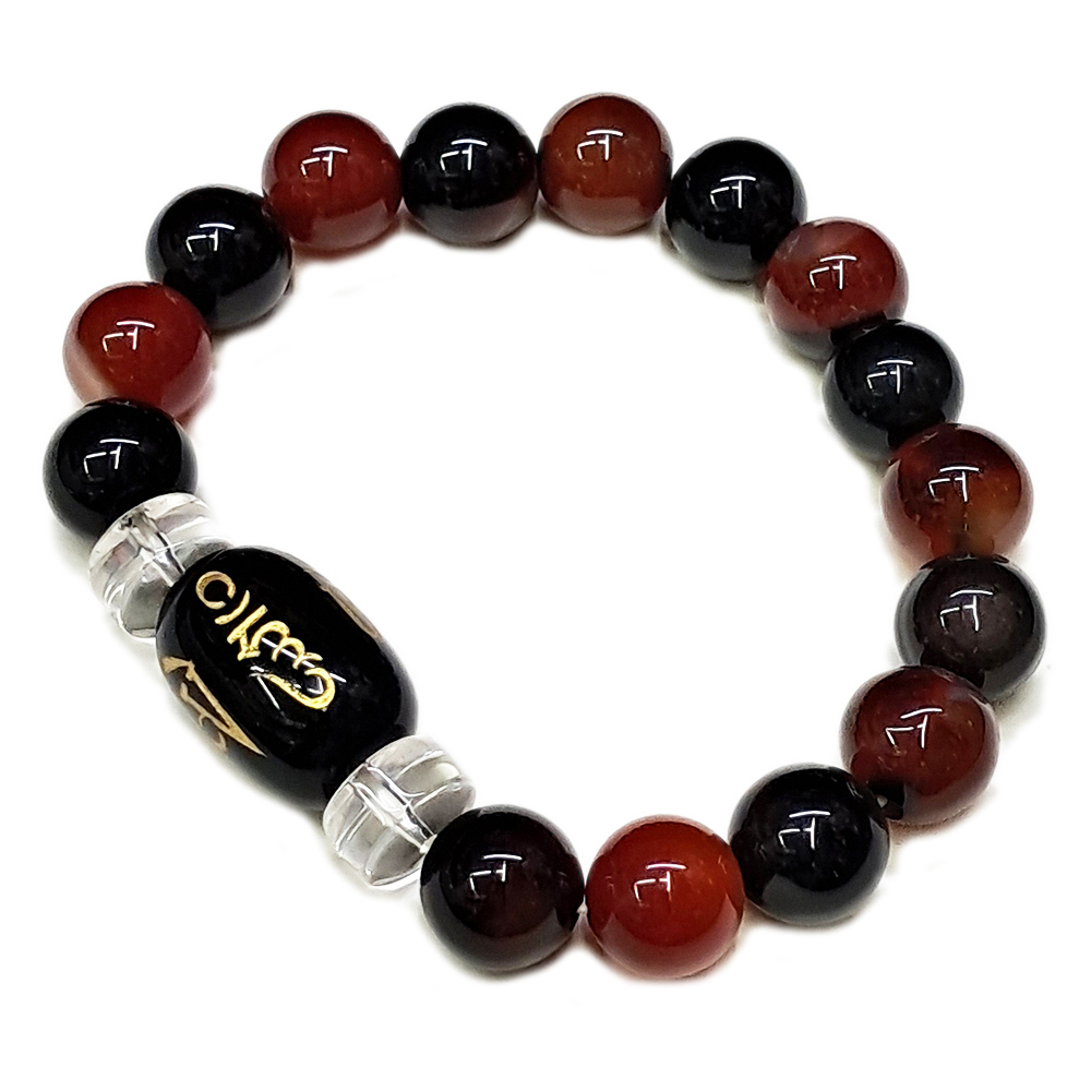 {六字真言}黑玉髓+夢幻瑪瑙手珠10mm【十方】135966