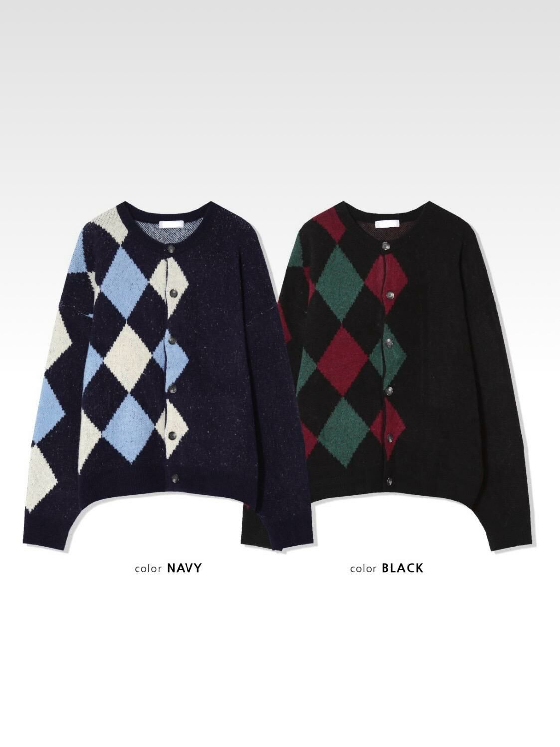 圓領菱格開胸針織外套 JK2558