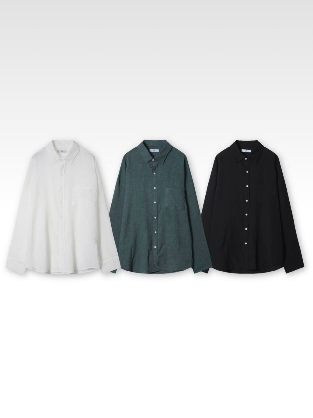 OverSize淨色暗紋長袖恤衫 S2293