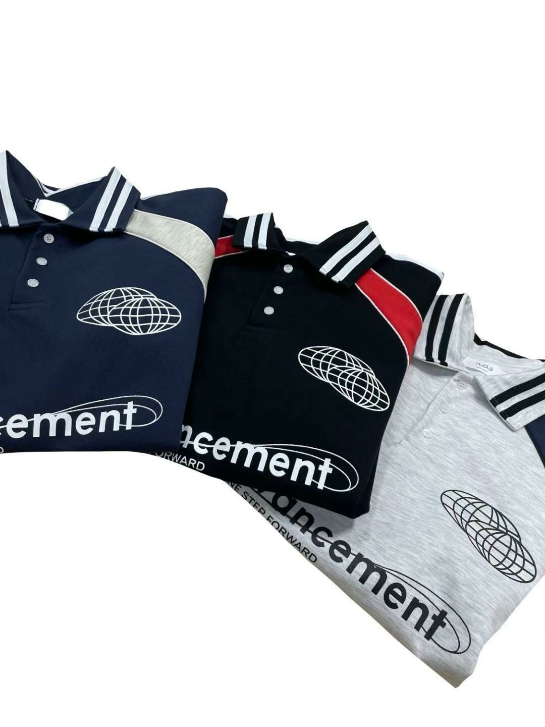 英文字長袖PoloTee T5609