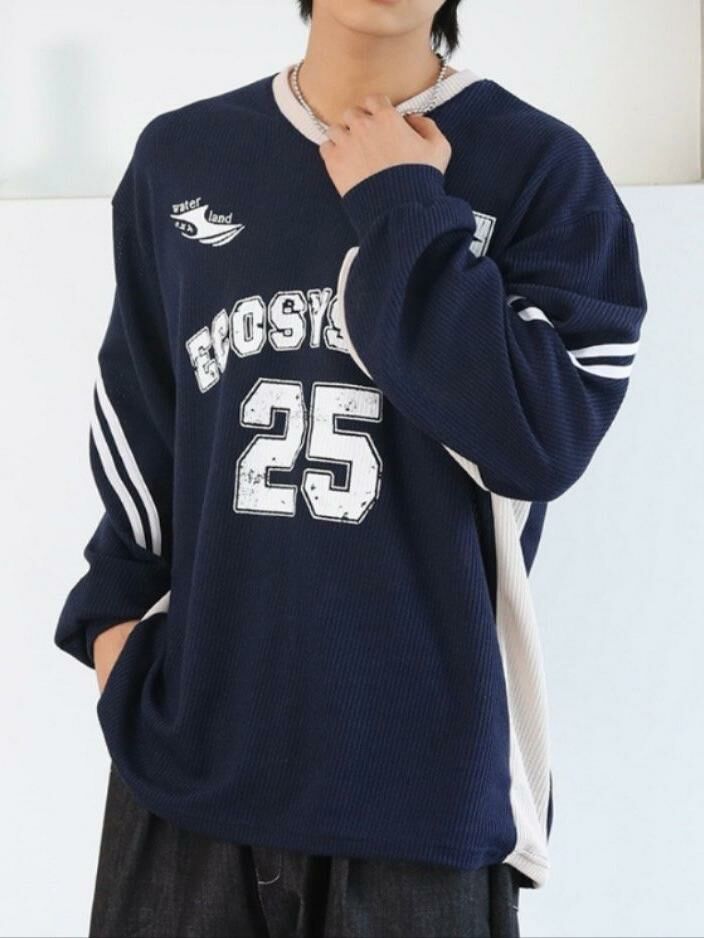 V領數字長袖衫 T5610