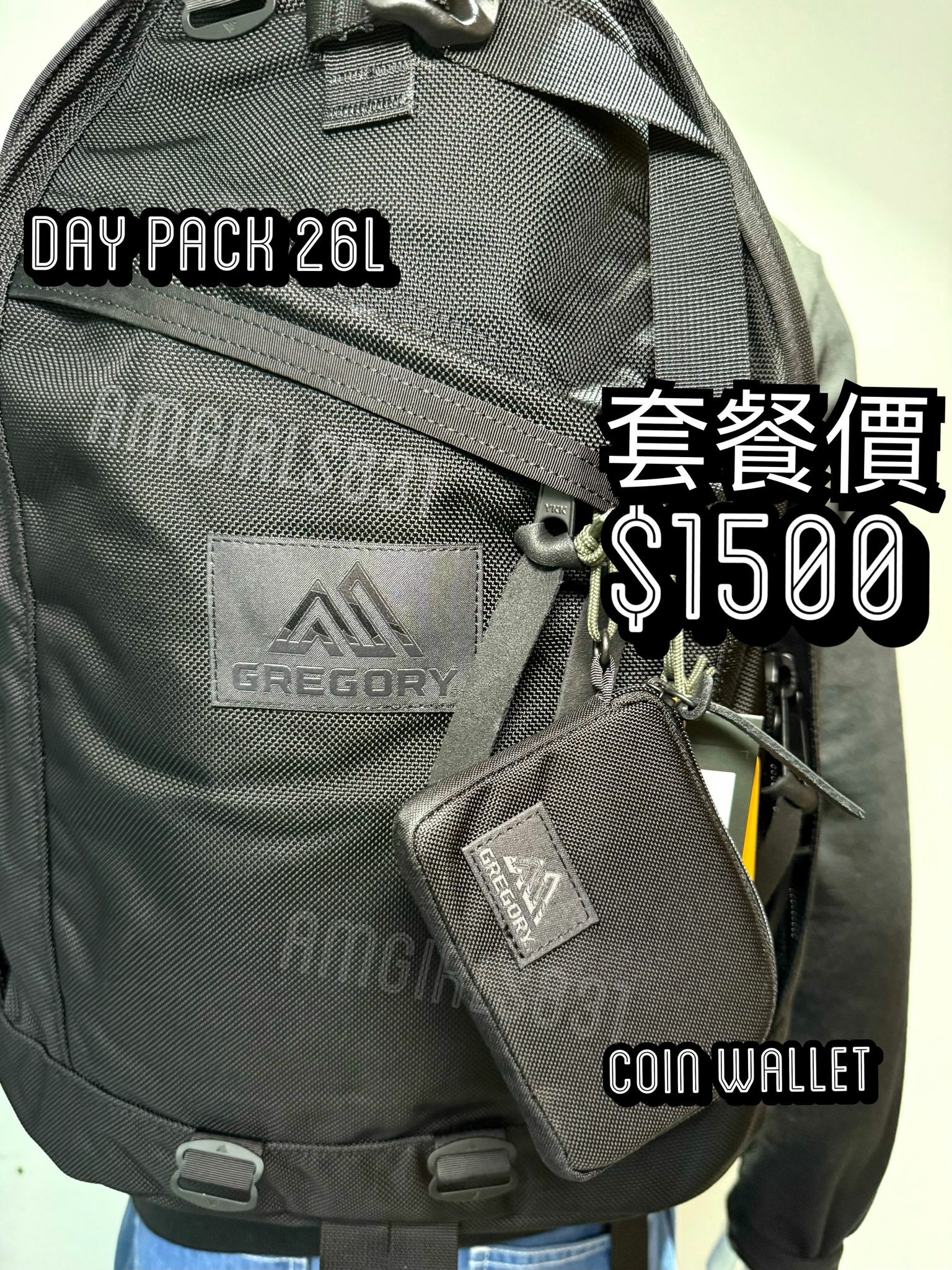 Gregory day pack cordura black ballistic + Coin Wallet cordura black ballistic