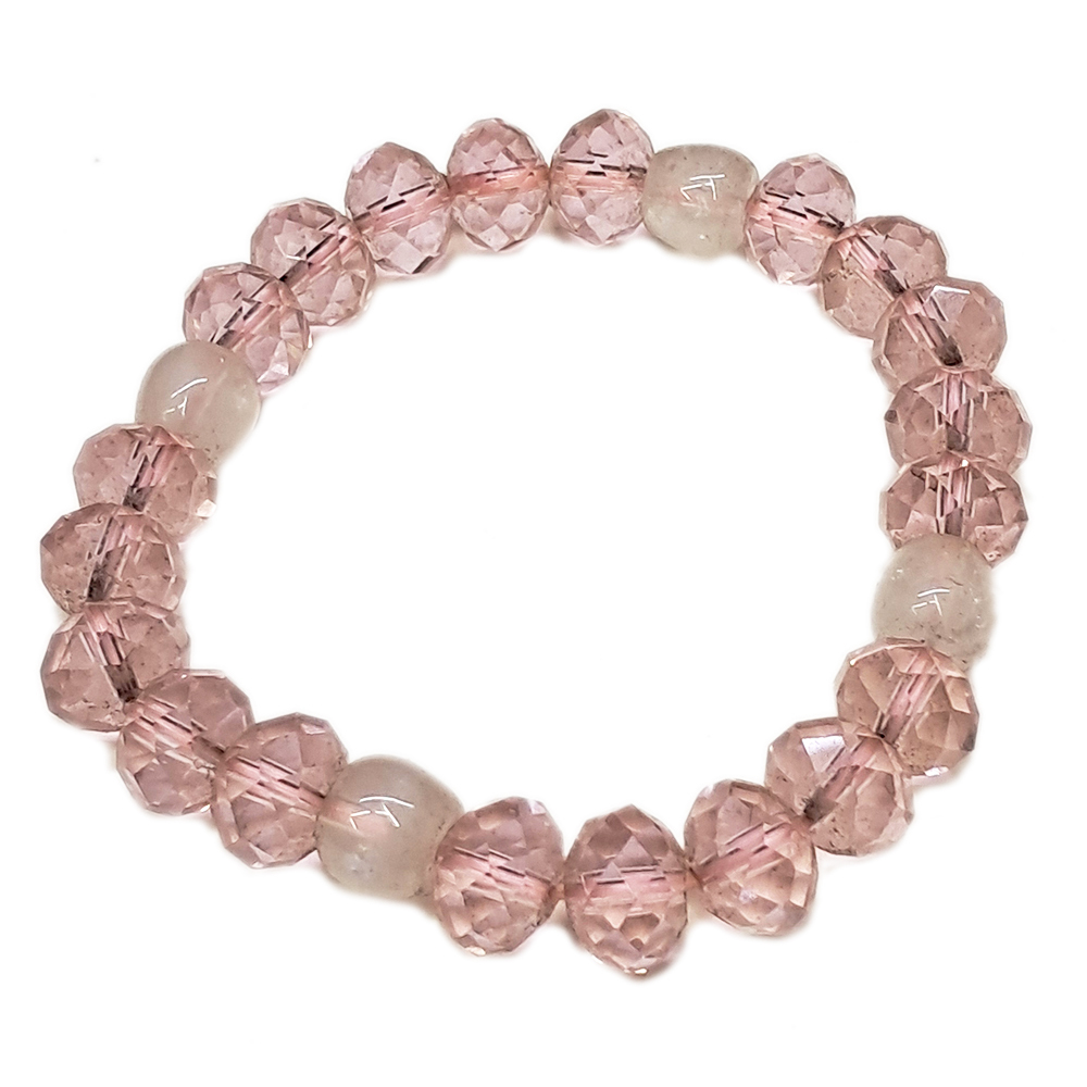 蘋果{粉晶}&晶鑽粉晶10*7mm手珠【十方】122301