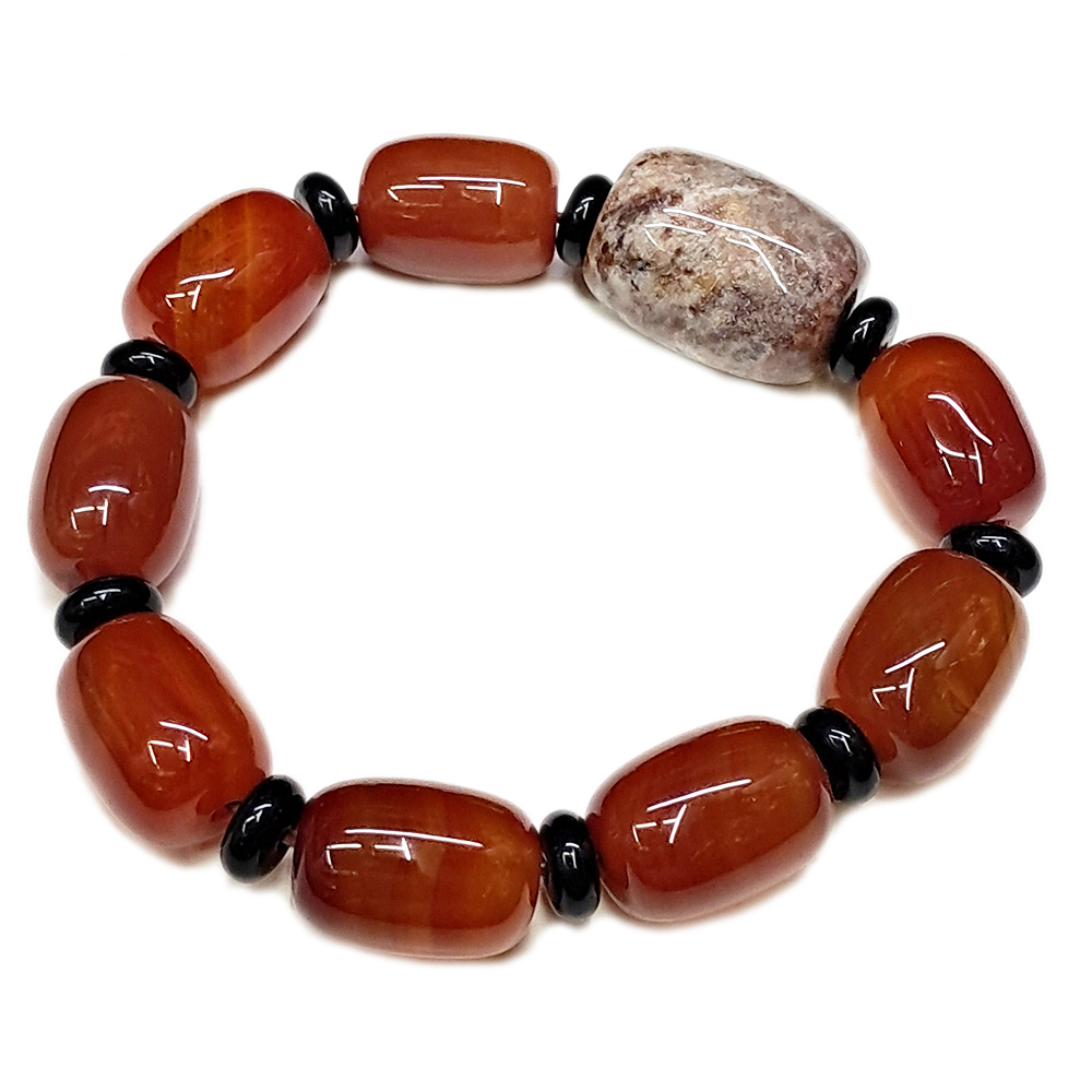 珊瑚玉化石+紅玉髓手珠【十方】137730