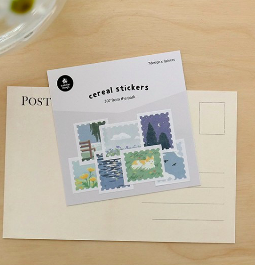 公園_郵票貼紙 21枚貼紙包 #307｜韓國Suatelier