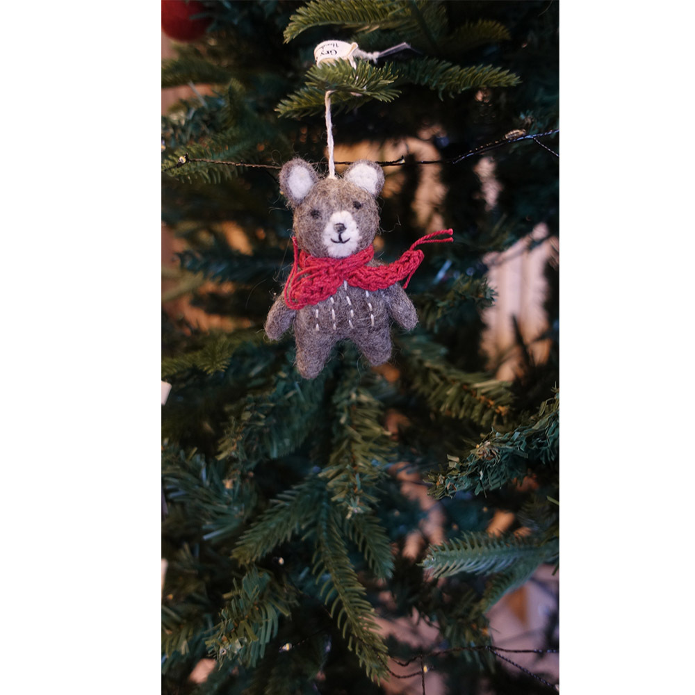 丹麥Gry&Sif 聖誕掛飾-Mini Bear Grey w/Red Scarf(12920)