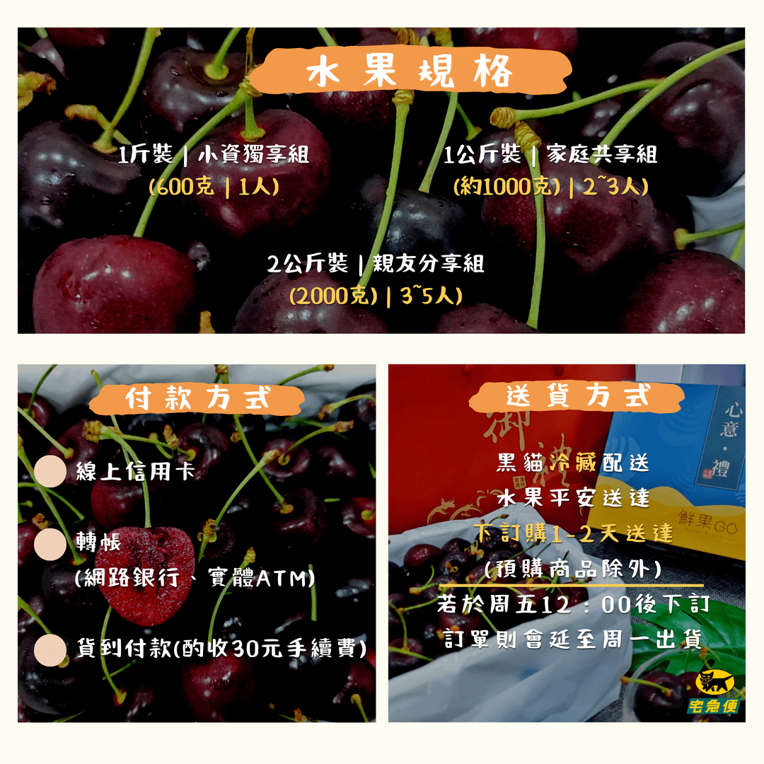 智利加州紐西蘭華盛頓黑櫻桃、黑珍珠